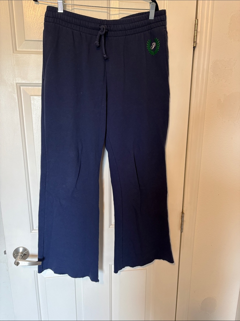 PINK Victoria's Secret Navy Kids Sweatpants with Green Emblem